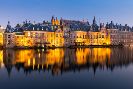 Binnenhof palace place of Parliament in The Hague of Netherlands at duskのeditorial素材