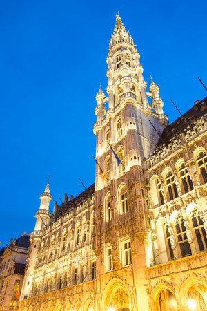 Grand Palace Brussels Belgium at dusk.のeditorial素材