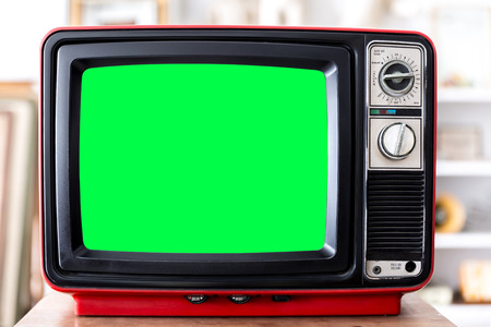 Vintage Red Television TV set with clipping path on screenの写真素材