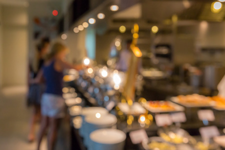 Abstrast Blurred background : restaurant cafe blur with bokehの写真素材