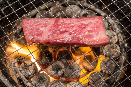 grilled Freshness Japanese wagyu Sirloin meat BBQ yakinikuの写真素材