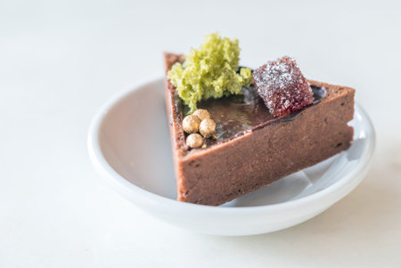Mini Chocolate Tart in white dish