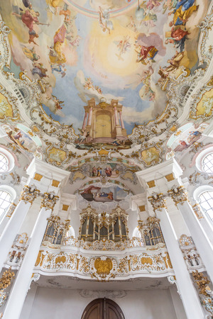 Interior of Pilgrimage Church of Wies near  Fussen Bavaria, Germanyのeditorial素材