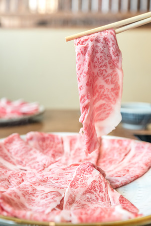 Beef Wagyu A5 Shabu shabu with steam, Groumet Japanese hot pot cuisineの写真素材