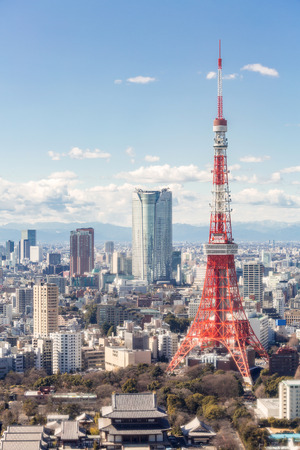 Tokyo Tower with skyline in Tokyo Japan