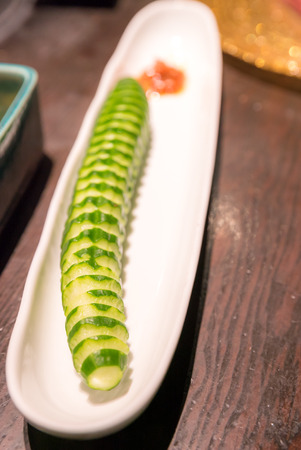 Korean preserved cucumber for yakiniku mealの写真素材