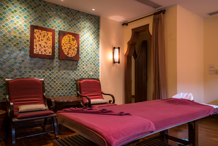 Spa room with bed for treatmentのeditorial素材