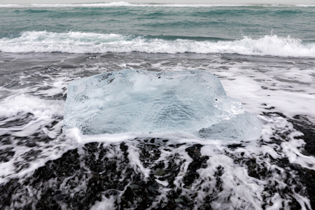 Iceberg Diamond beach at Vatnajokull Glacier Jokulsarlon Icelandの写真素材