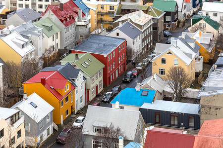 Aerial view of Reykjavik city, Capital of Icelandのeditorial素材