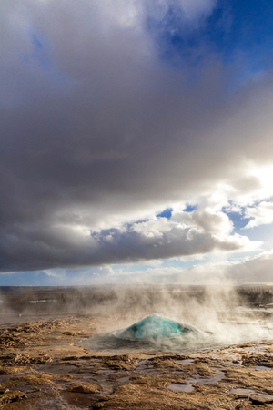 strokkur geysir hot spring Eruption in golden circle  Iceland.の写真素材