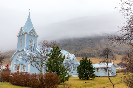 Seydisfjordur cityscape in East Icelandの写真素材