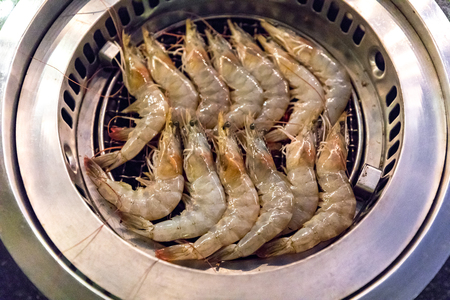 grilled Shrimp ready to cookedの写真素材