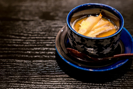 Japanese Steamed egg with butter grilled abaloneの写真素材