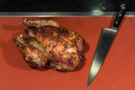 grilled of whole chicken carvingの写真素材