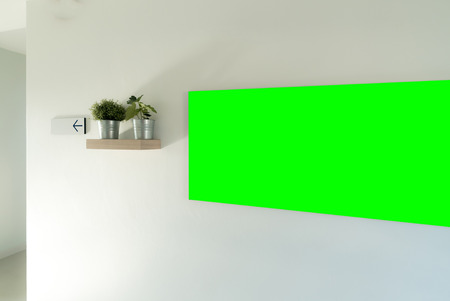 Hotel Corridor with blank billboard の写真素材