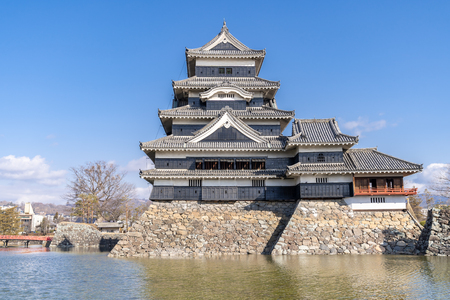 Matsumoto castle against blue sky in Matsumoto city in Nagano in Winterのeditorial素材