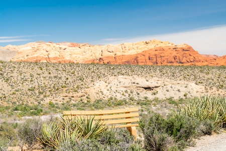 Red Rock Canyon National Conservation Area in Las Vegas Nevada USA - Selective focus at Chairの写真素材