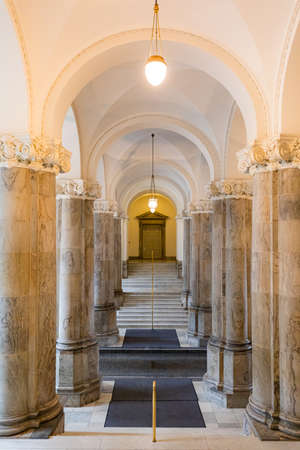Architecture of corridor hall of Parliament building in Copenhagen Denmark. Landmark architecture and toyrism concept.のeditorial素材