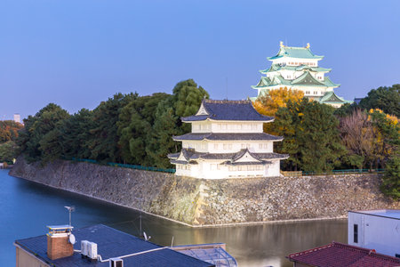 Nagoya Castle, Japan at sunsetのeditorial素材