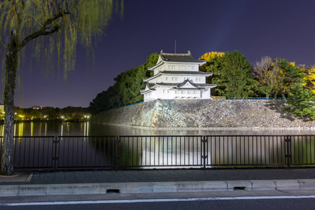 Nagoya Castle, Japan at nightのeditorial素材
