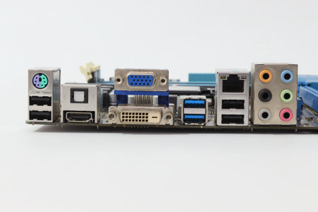 Ports on the computer port on a white background.