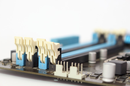computer motherboard on a white background.の写真素材
