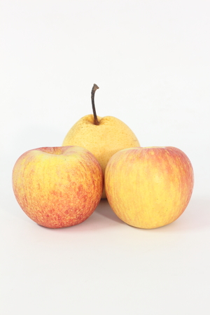 Yellow-red apple on a white background in Thailand.の写真素材