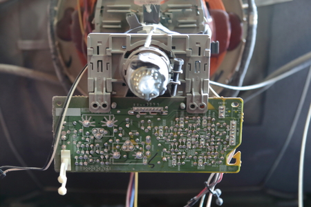 Cathode ray tube, old television rear side.の写真素材