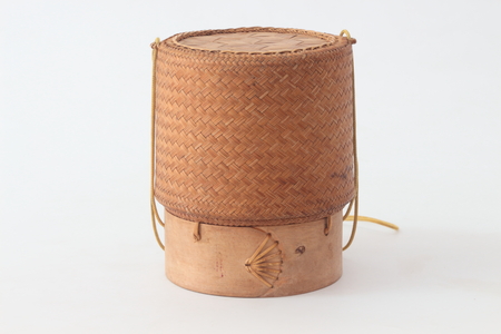 bamboo container for holding cooked glutinous rice.の写真素材