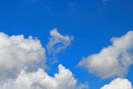 Blue skies and white clouds are beautifully patterned.の写真素材