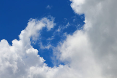 Blue skies and white clouds are beautifully patterned.の写真素材