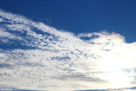 Blue skies and white clouds are beautifully patterned.の写真素材