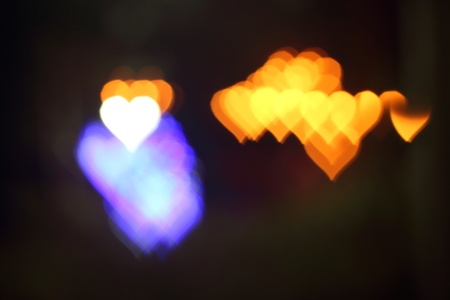 Light, beautiful bokeh heart shaped and blur at night.の写真素材