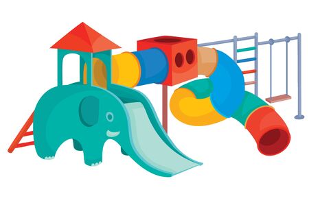 funny colored playground for games, isolated object on a white background, vector illustrationのイラスト素材