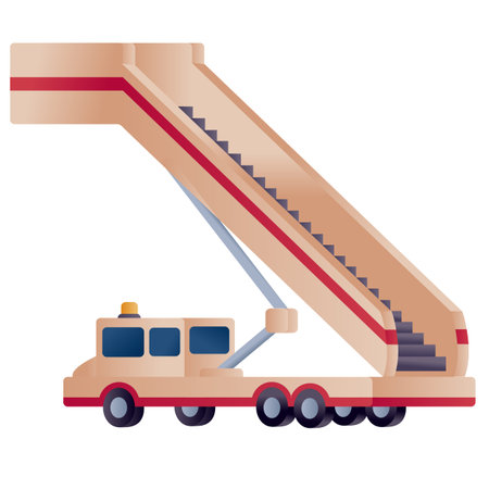 plane gangway in brown color, isolated object on a white background, vector illustrationのイラスト素材