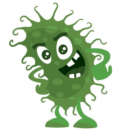 Virus, microbe, pathogen, germ. Vector icon. Green illustration of micro bacteria isolated on white background, epsのイラスト素材