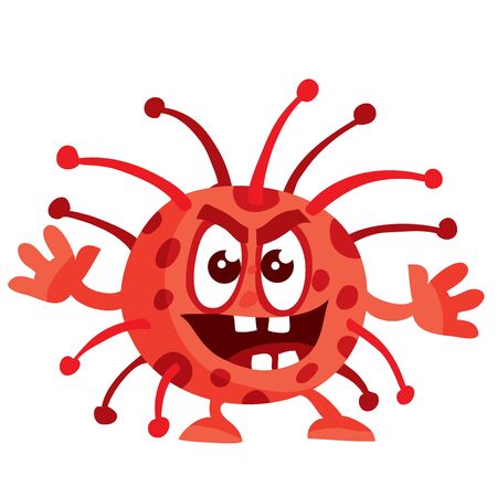 Virus, microbe, pathogen, germ. Vector icon. Green illustration of micro bacteria isolated on white background, epsのイラスト素材