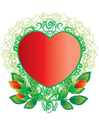 heart-shaped decorative frame in in red and green colors, isolated object on a white background, vector illustration, epsのイラスト素材