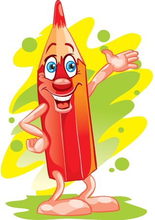 red pencil with big blue eyes, character, vector illustrationのイラスト素材