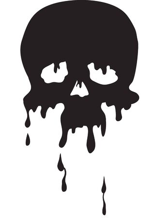 silhouette of a black skull made of drops,  isolated object on a white background, vector illustrationのイラスト素材