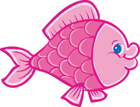 pink fish, isolated object on a white background, vector illustration, epsのイラスト素材