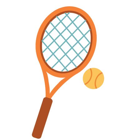 tennis racket with ball isolated object on a white background. vector illustrationのイラスト素材