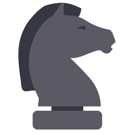 horse, black chess piece, flat, isolated object on a white background, vector illustration,のイラスト素材