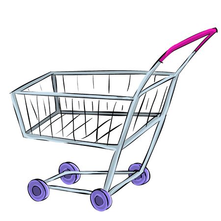 Vector illustration of side view empty supermarket shopping cart isolated on white background. epsのイラスト素材