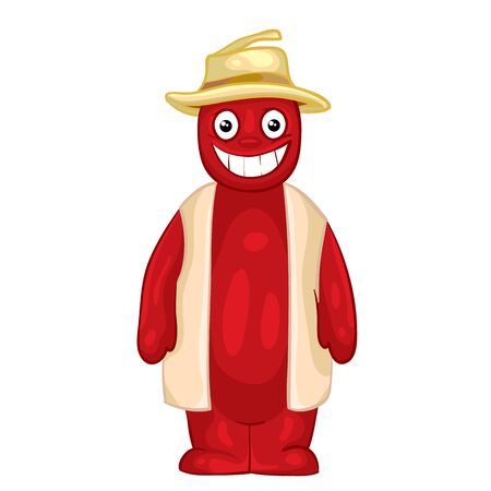 scarecrow of straw with hat, isolated object on a white background, vector illustration, epsのイラスト素材