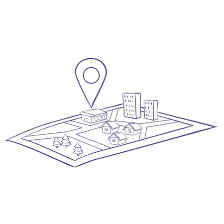 map guide with navigation, isolated object on a white background, vector illustration, epsのイラスト素材