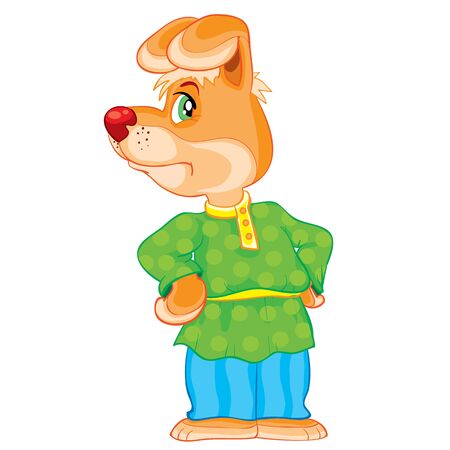 dog character in shirt and pants, fairy tale character, cartoon illustration, isolated object on a white background, vector illustration, epsのイラスト素材