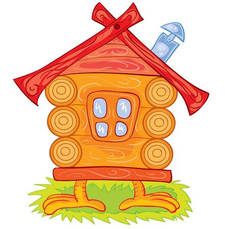chicken hut, vintage, fairy tale character, cartoon illustration, isolated object on a white background, vector illustration, epsのイラスト素材