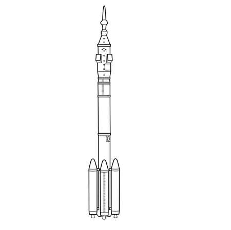 sketch of a spaceship, coloring book, isolated object on a white background, vector illustration, epsのイラスト素材