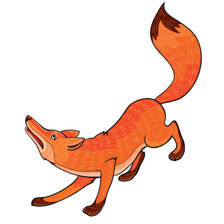 red sly fox, cartoon illustration, isolated object on a white background, vector illustration, epsのイラスト素材